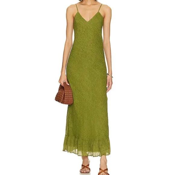 NWT Mes Desmoiselles Nuval Green Cotton Maxi Dress Size 38/US 6 - Picture 1 of 16